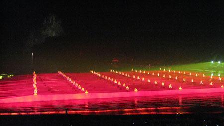Impressions Liu Sanjie at Yangshuo - each performer is on a raft!
