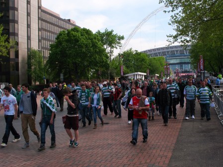 Stunned Yeovil fans make an orderly departure from Wembley Stadium - the Mecca of English football. No one can quite believe what has happened to 'Little old Yeovil'.