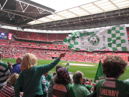 Yeovil fans cheer their team onto the pitch 2.