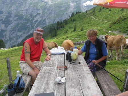 Writer Michael Bromfield with Sylvia at Busenalp July 2013