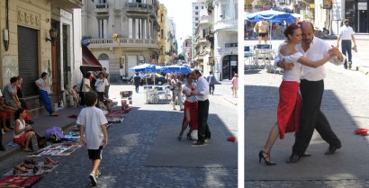 Dancing in the street Argentinian style is inevitably the beloved Tango