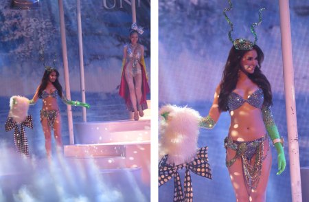 Ornate swimsuits complete with headgear! Sadly Samitanun did not make it to the final three.