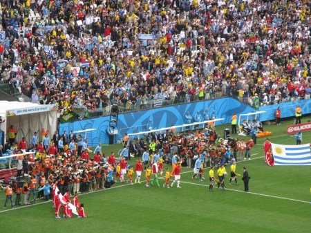 England and Uruguay take to the pitch in Sao Paulo - it was all downhill for England from hereon!