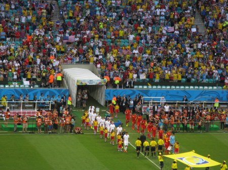 Other than possibly Argentina the USA (here playing Belgium) were the best supported visiting team in Brazil.