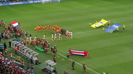 Holland vs Costa Rica Quarter Final. Whose flag is whose?