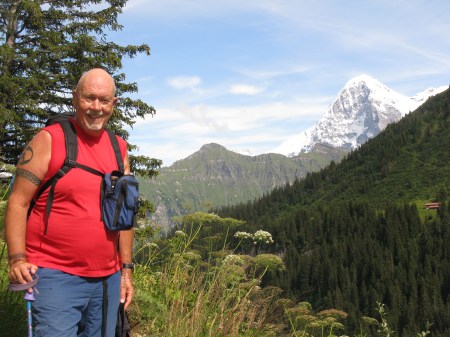 En route to the Lobhorn Hut with the Eiger behind