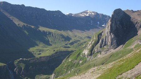 Looking down into the upper Soustal Valley with the Schilthorn right of centre.