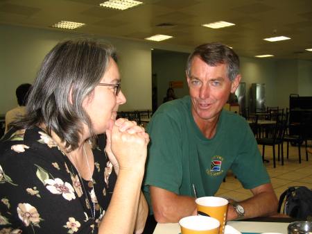 Chris Elsworth and my wife Sharron in transit at Abu Dhabi