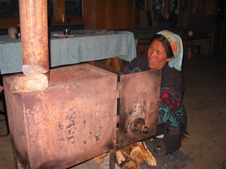 Chopping wood for evening heat at Kyangin Gompa