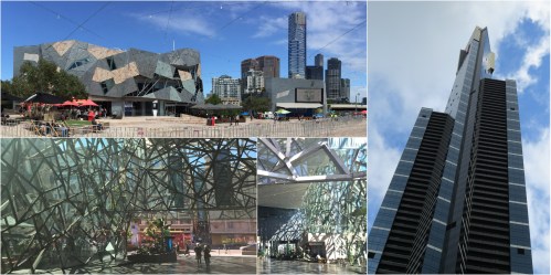 The Federation Square Complex on Flinders Street and the Eureka Tower are two of the most striking examples of Melbourne's exciting new architecture. Federation Square houses the very impressive Ian Potter Centre (part of the National Gallery of Victoria) and the Australian Centre for the Moving Image. The Eureka Tower in Southbank incorporates the highest viewing deck in the Southern Hemisphere - and a glass cube which can be extended outwards from the side of the building!