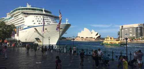 Large Ocean Liners are a frequent occurrence at Circular Quay as Sydney is a highlight of most world cruises.