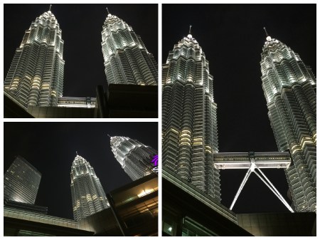 The Petronas Towers by night.