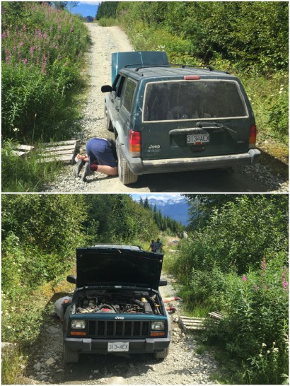 A week later. Another (much rougher!) Forestry Road near Brandywine Meadows. Another problem – this time mechanical and easily solved with a hammer!