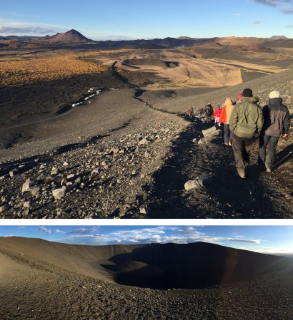 Descending from the Hverfjall crater rim
